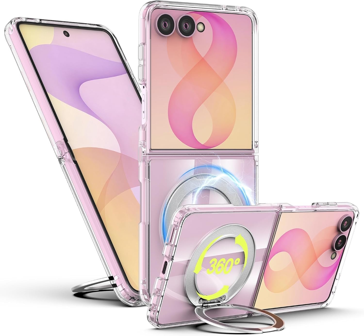 For Samsung Galaxy Z Flip 7 Clear Ring Kickstand Shockproof Case - image 1