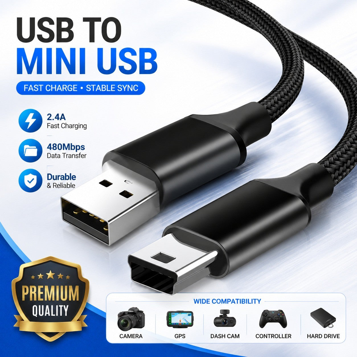 Mini USB Charging & Data Cable - image 1