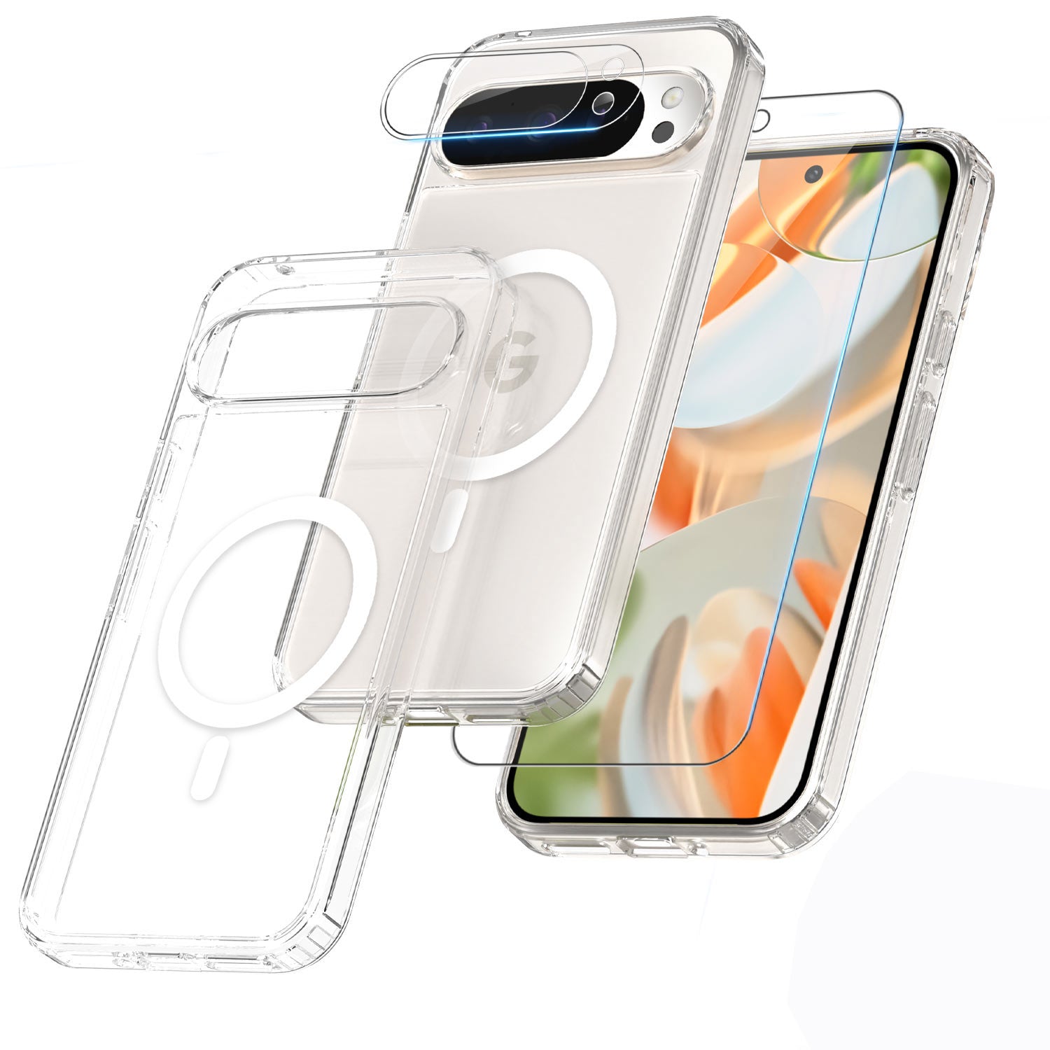 For Google Pixel 9 Pro Case Clear Shockproof Cover Screen Protector