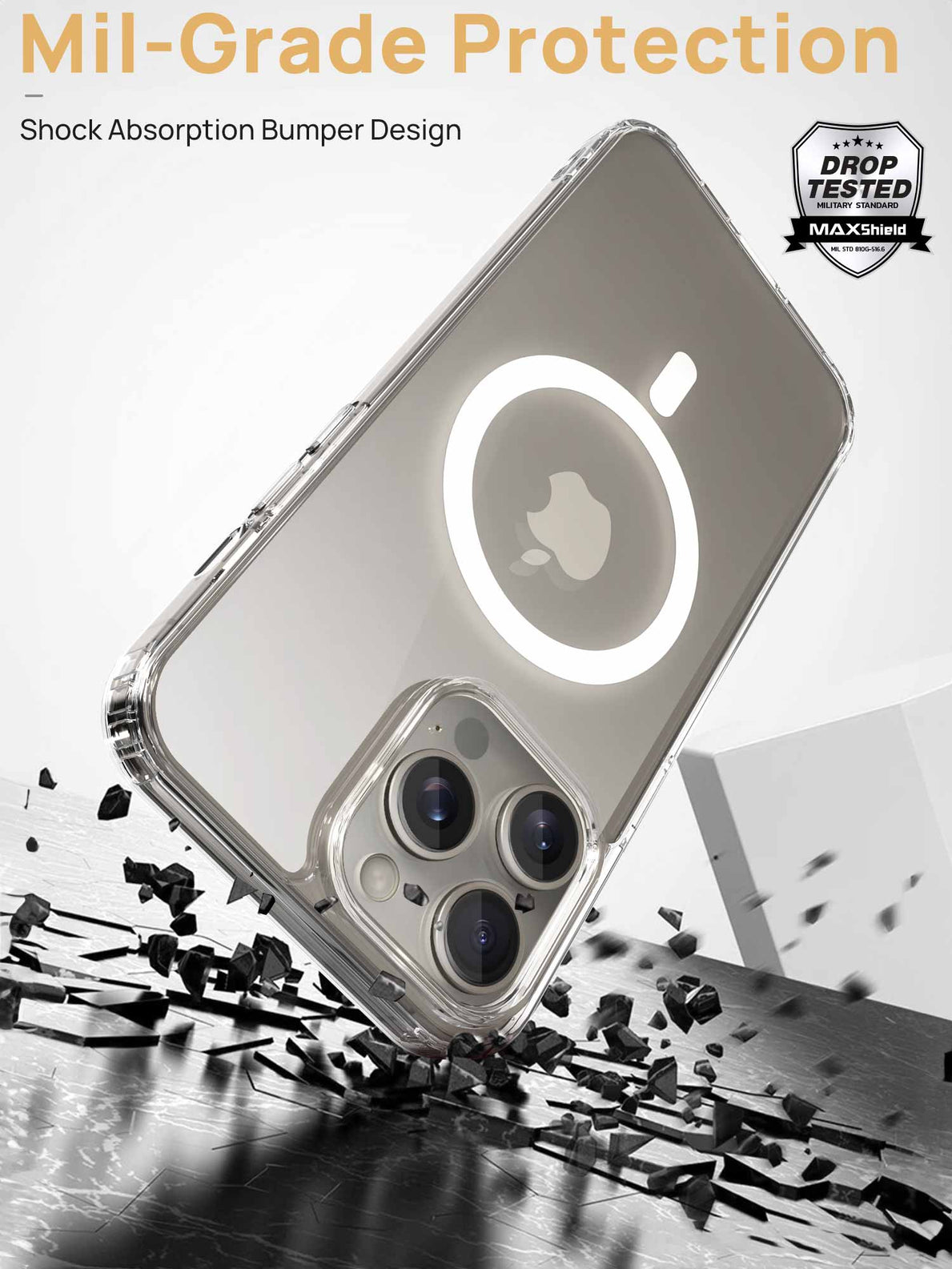 MagSafe Military Grade Protection Crystal Clear iPhone 15 Series Case