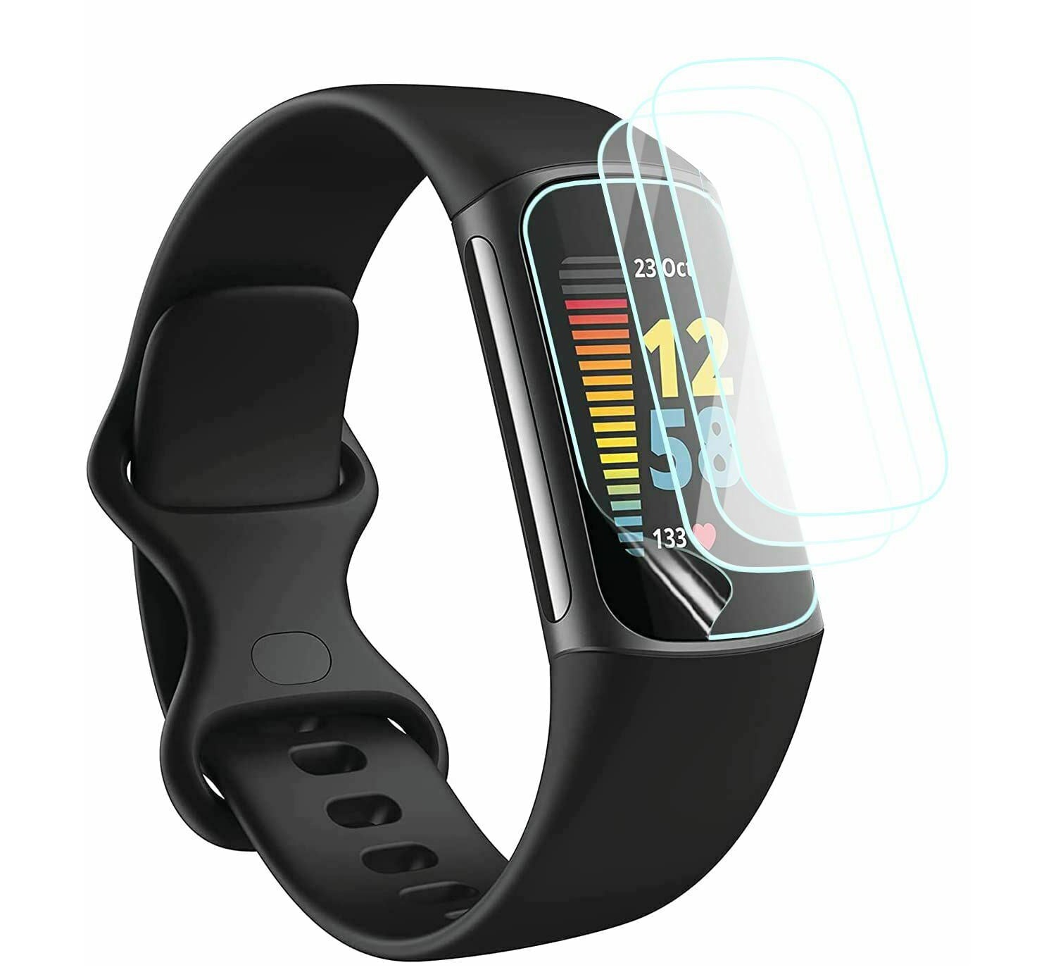 3X For Fitbit Charge 5 4 Full Coverage Hydrogel Crystal HD Film Screen Protector – clean white background main image