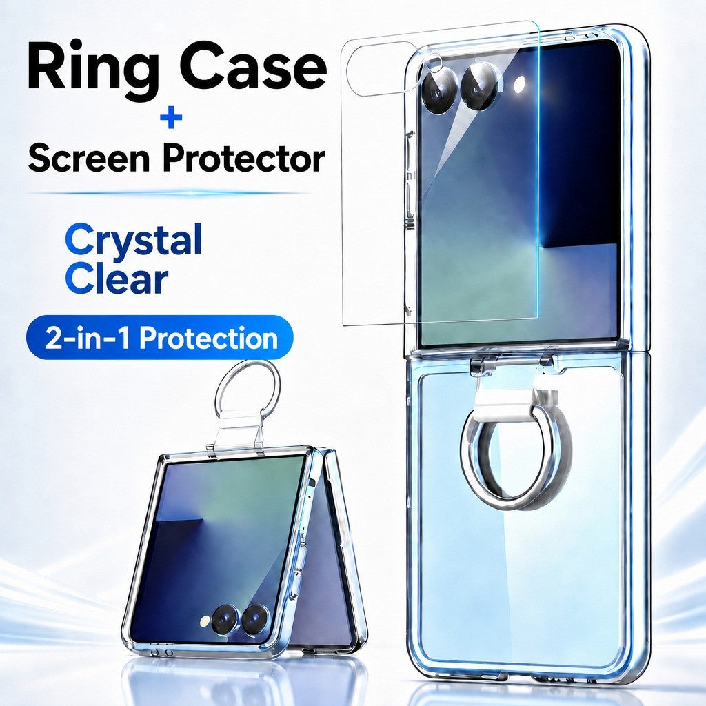 For Samsung Galaxy Z Flip 8 Slim Clear Ring Holder Case - image 1