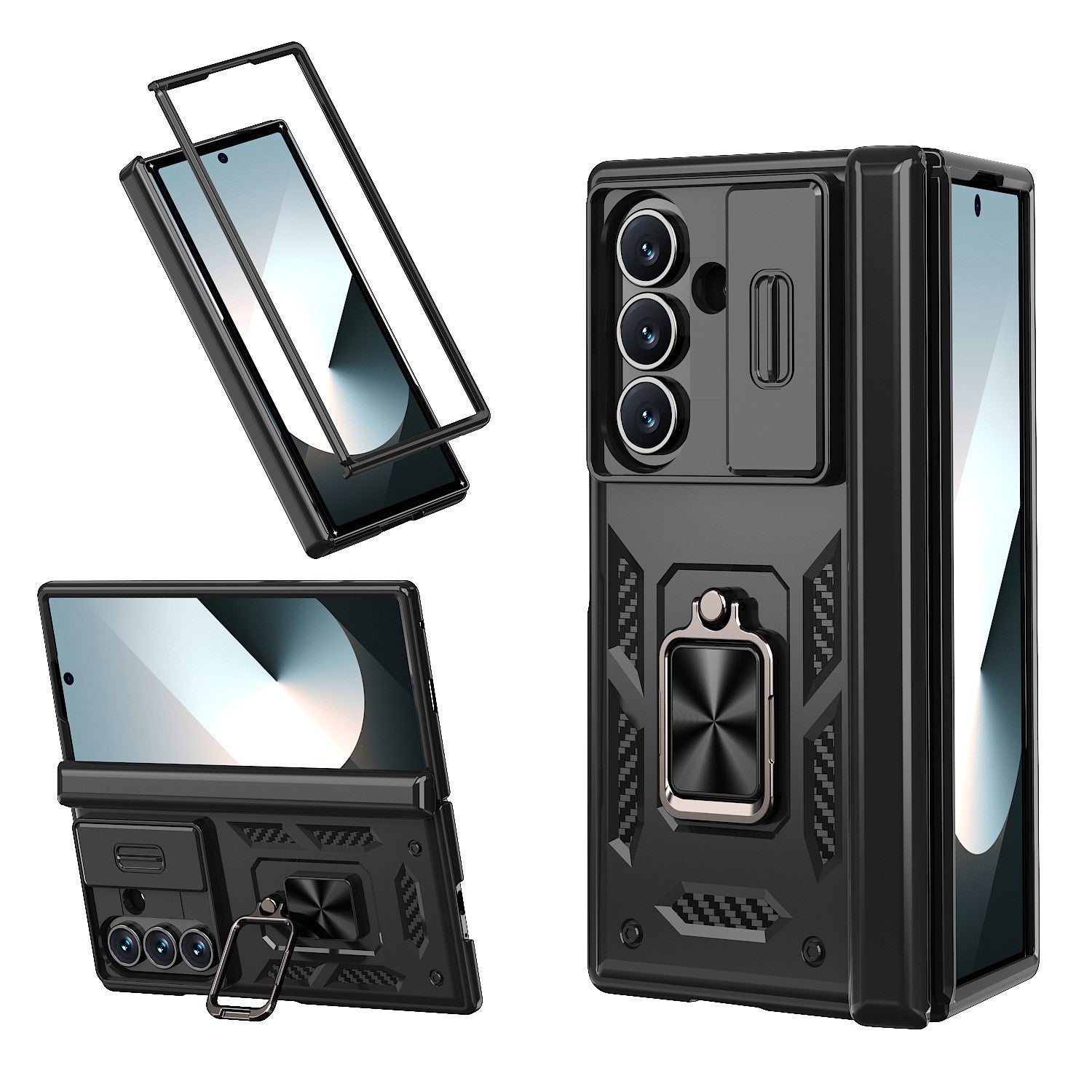 For Samsung Galaxy Z Fold 8 / Fold 8 Ultra Heavy Duty Ring Kickstand Shockproof Case - image 1