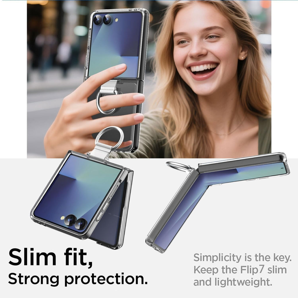 For Samsung Galaxy Z Flip 8 Slim Clear Ring Holder Case - image 2