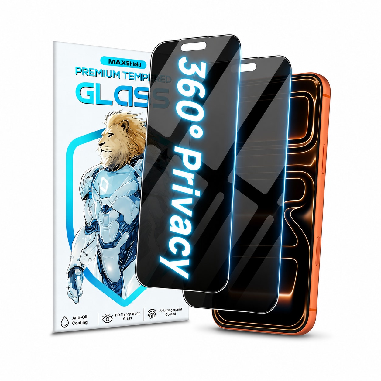 For iPhone 17 Pro Max 360° Privacy Tempered Glass Screen Protector 4Way Anti-Spy - main image