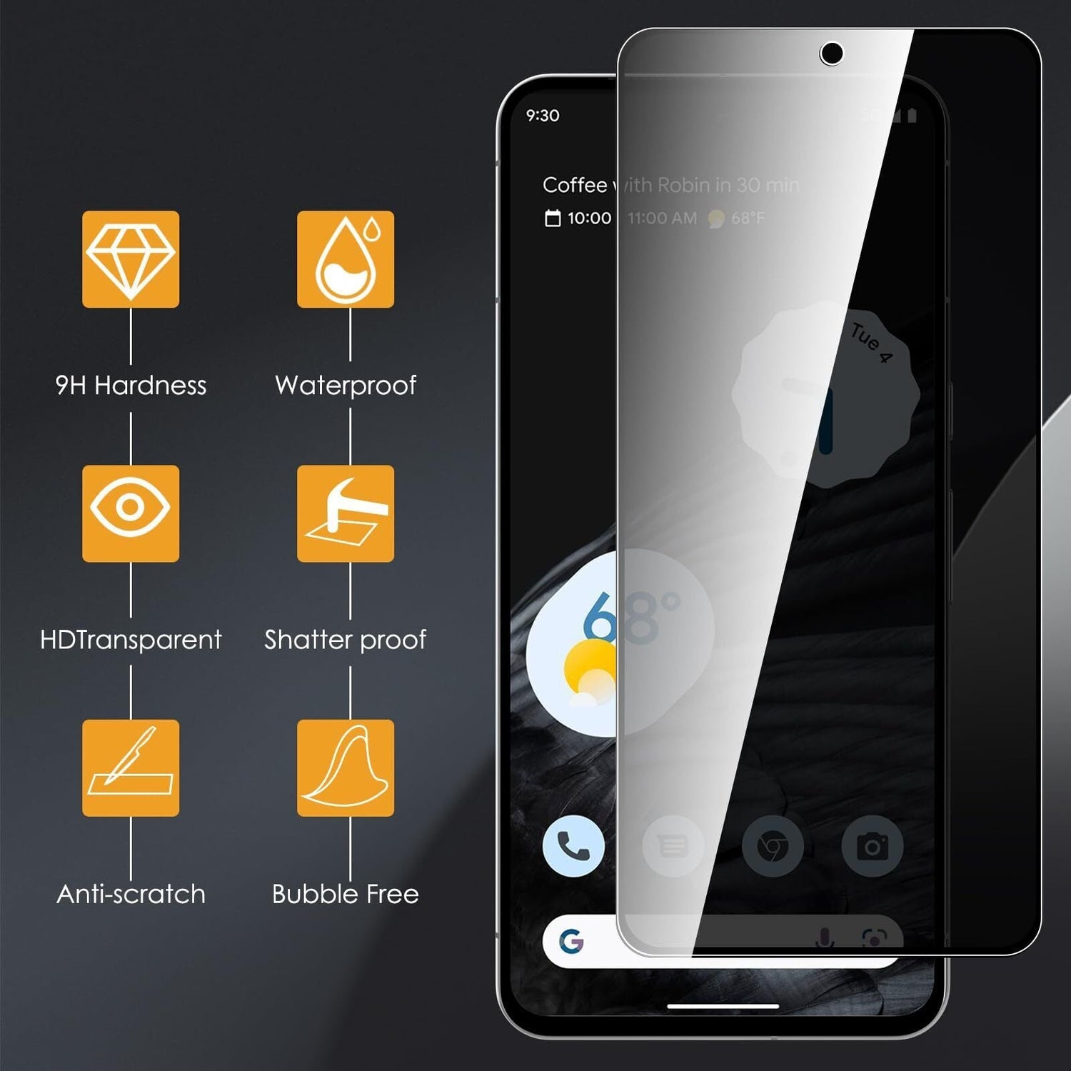 MAXSHIELD Privacy Glass Screen Protector For Google Pixel 8 7 6 Pro 7A 6A 5G