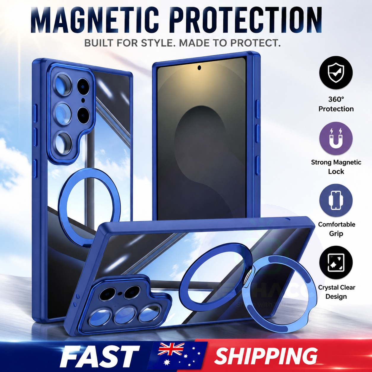 For Samsung Galaxy S26 Series Clear Magnetic Rotating Ring Stand Case - detail image 2