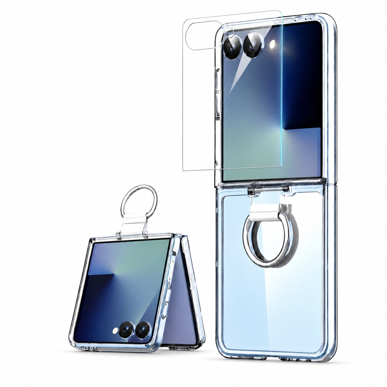 For Samsung Galaxy Z Flip 8 Slim Clear Ring Holder Case - approved main image