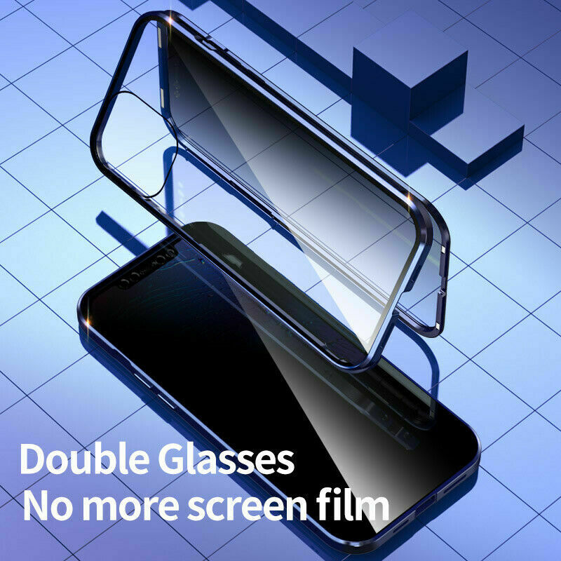 For iPhone 13 Pro Max Case Anti-Spy Magnetic Full Body 360 Tempered Glass Cover