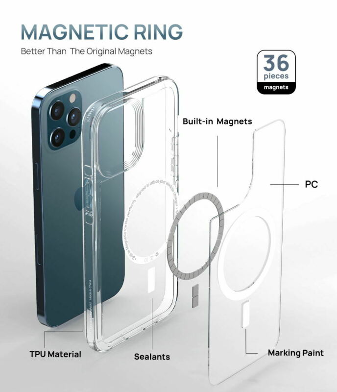 For iPhone 12 X/XS XR 7 8 Plus Clear Mag Safe Magnetic Case Slim Bumper Shockproof Cover