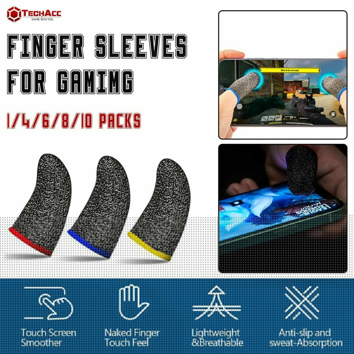 6/8/10 Mobile Finger Sleeve Gaming Game Controller Sweatproof Gloves Touchscreen
