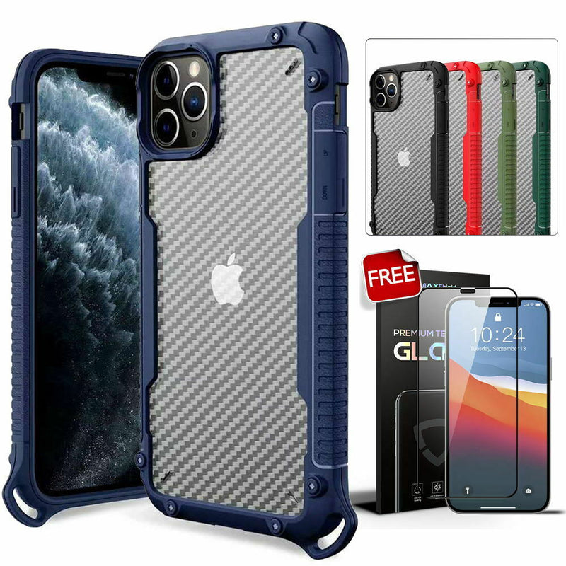 For iPhone 12 6.1" Case Heavy Duty Shockproof Clear Slim Cover+Free Screen Protector