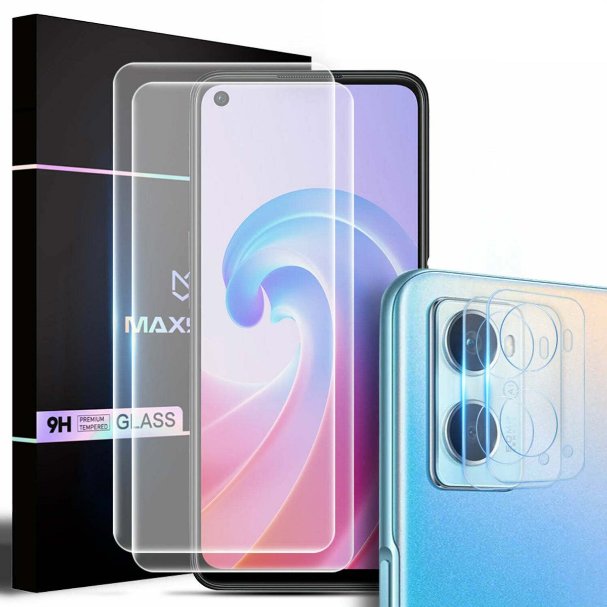 MAXSHIELD For OPPO A96 Full Cover Tempered Glass Camera Lens Screen Protector