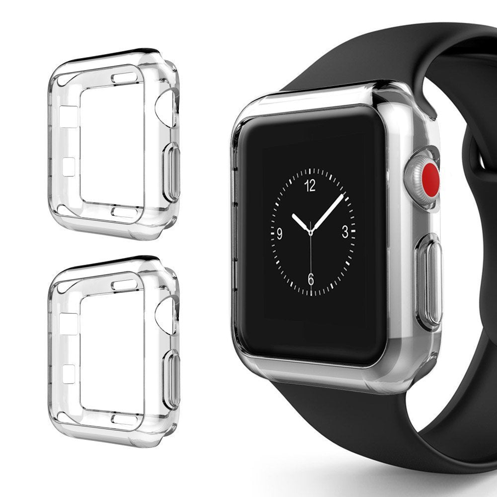 Soft TPU Clear Case Cover + Screen Protector For Apple Watch Series 4 40mm 44mm