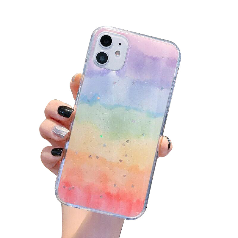 For iPhone 12 Pro Rainbow Case MAXSHIELD Soft TPU Glitter Shockproof Cover