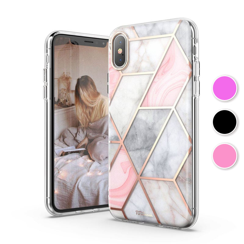 For iPhone XsMAX Case TiTiShark Clear Marble Shockproof Case