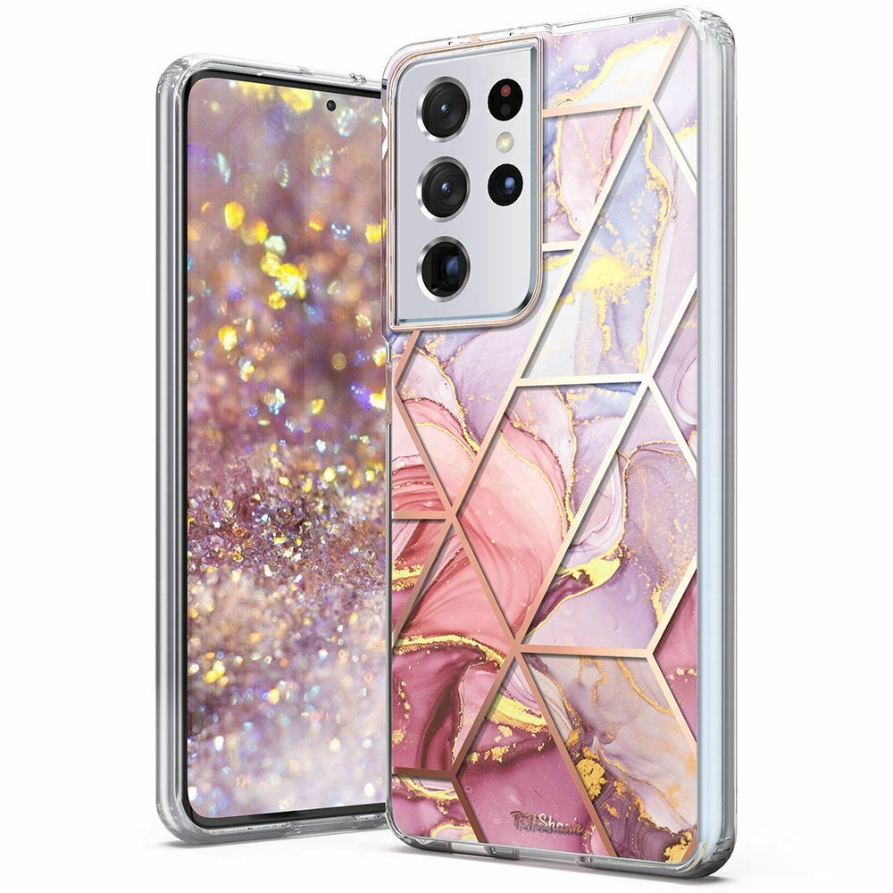 For Galaxy S21 FE Case Clear Slim Marble Shockproof Cover