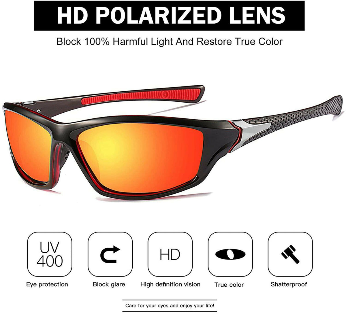 Men Sunglasses UV400 Polarized Glasses Fishing Sports Driving WrapAround Eyewear