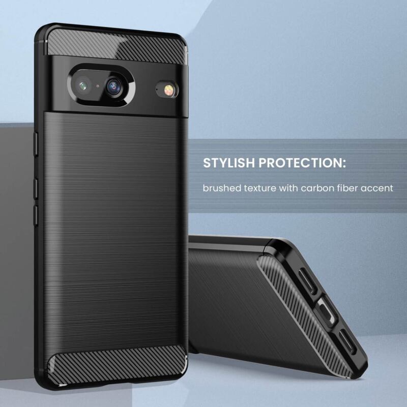 For Google Pixel 7a Case Shockproof Carbon Fiber Heavy Duty Soft Cover