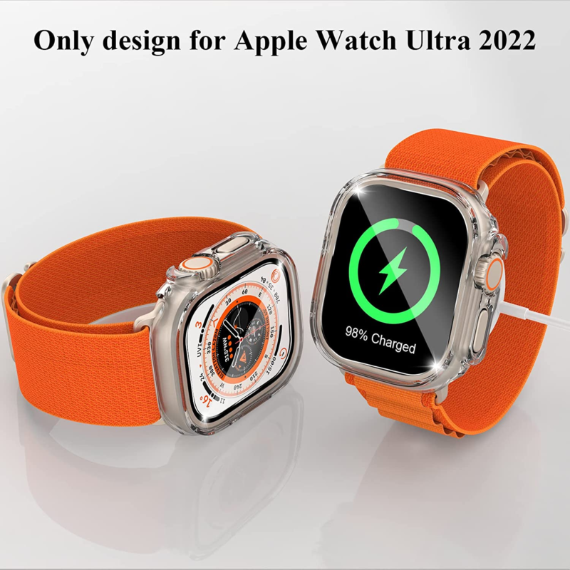Maxshield For Apple Watch Ultra 49mm Tempered Glass Screen Protector Case Cover