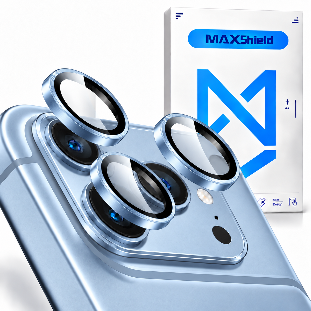 Blue camera lens protector 3-pack for iPhone 18 Pro