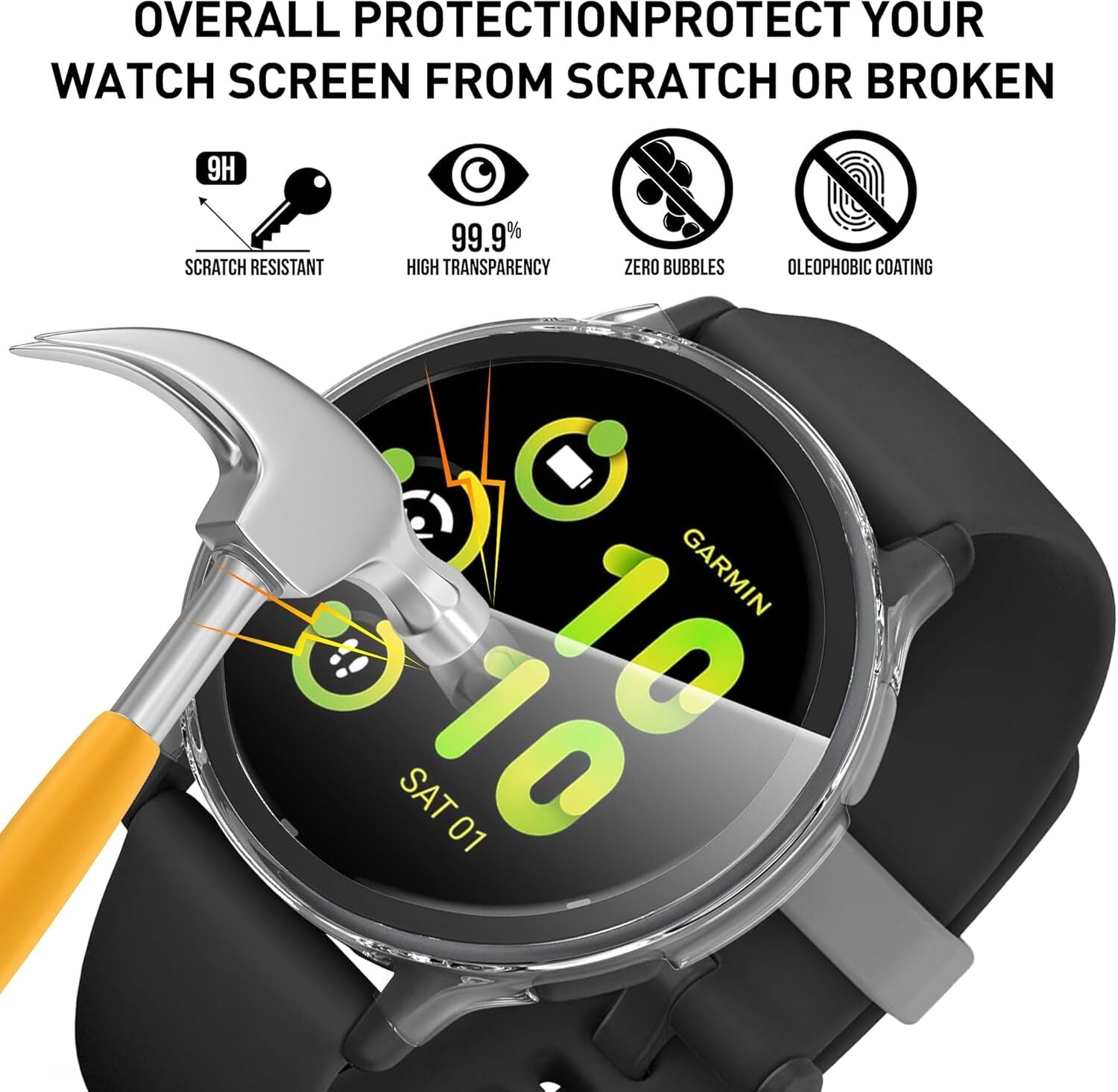 Full Glass Case Screen Protector for Garmin Venu and Vivoactive - image 3