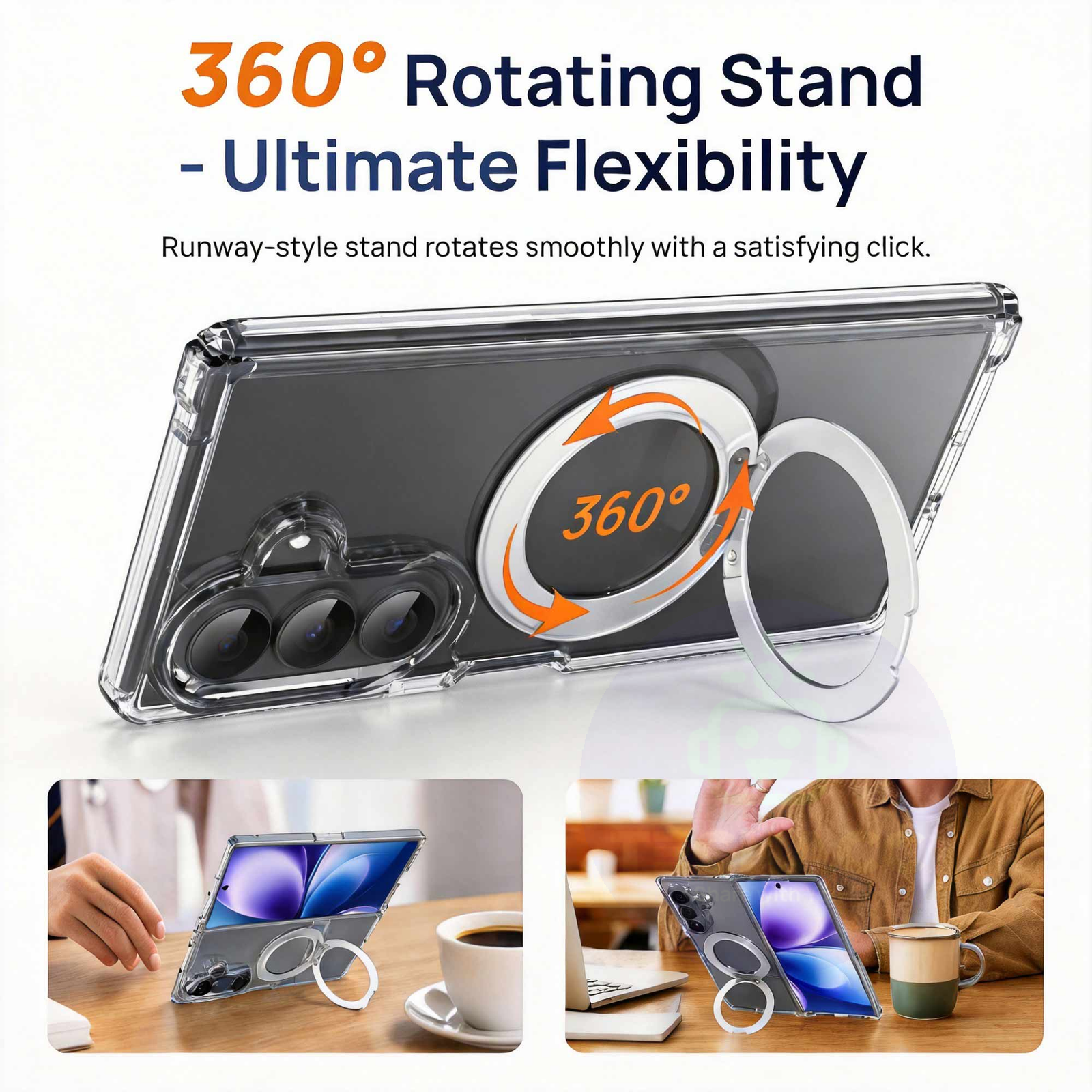 For Samsung Galaxy Z Fold 8 / Fold 8 Ultra Clear Magnetic Rotating Stand Case - image 4