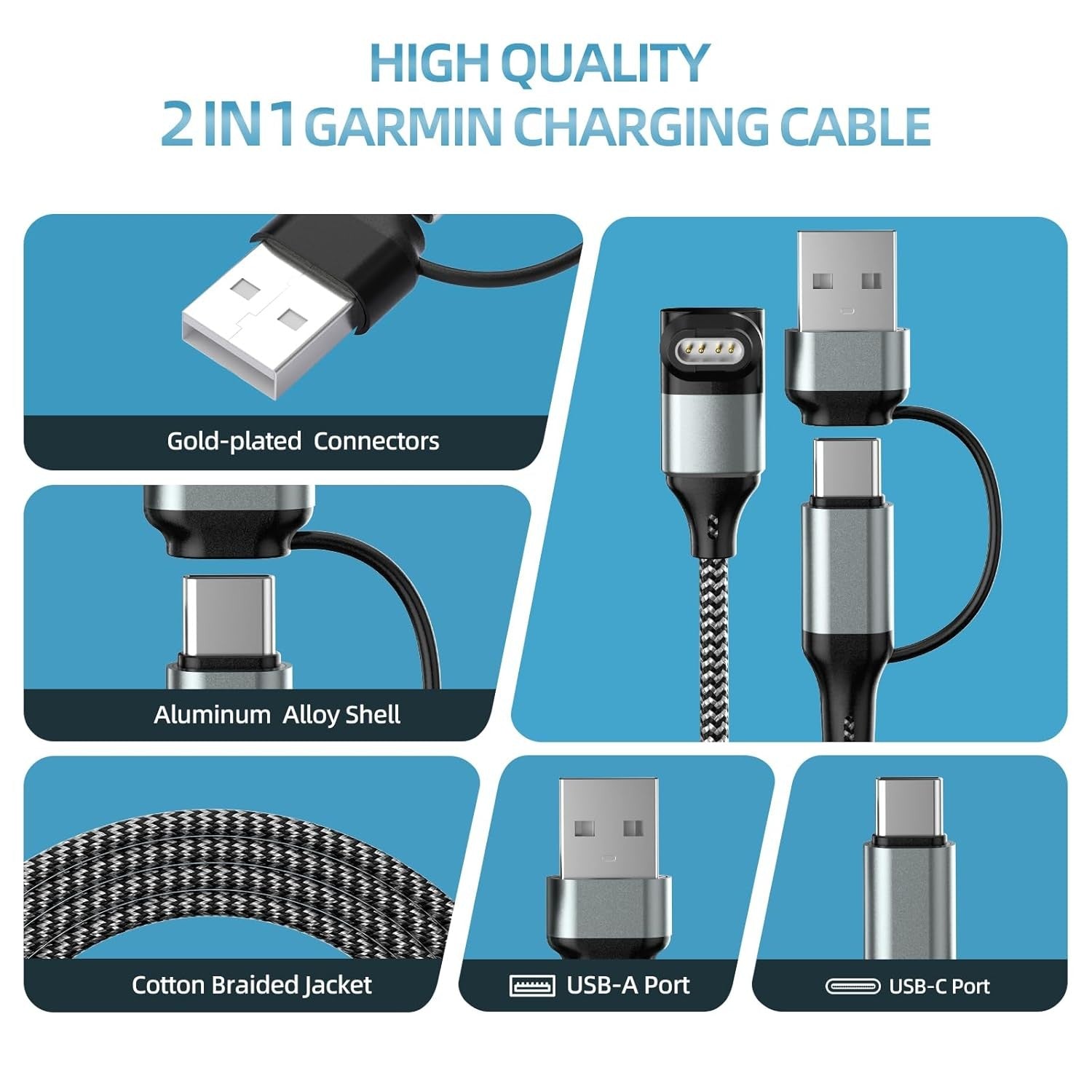 USB-A and USB-C Charger Cable for Garmin Watches - image 6