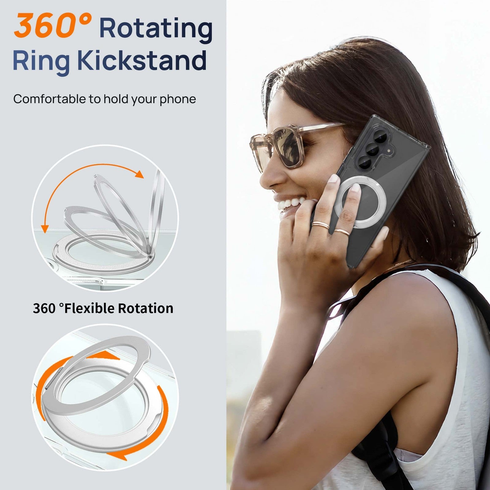 For Samsung Galaxy Z Fold 7 Clear Ring Kickstand Shockproof Case - image 3