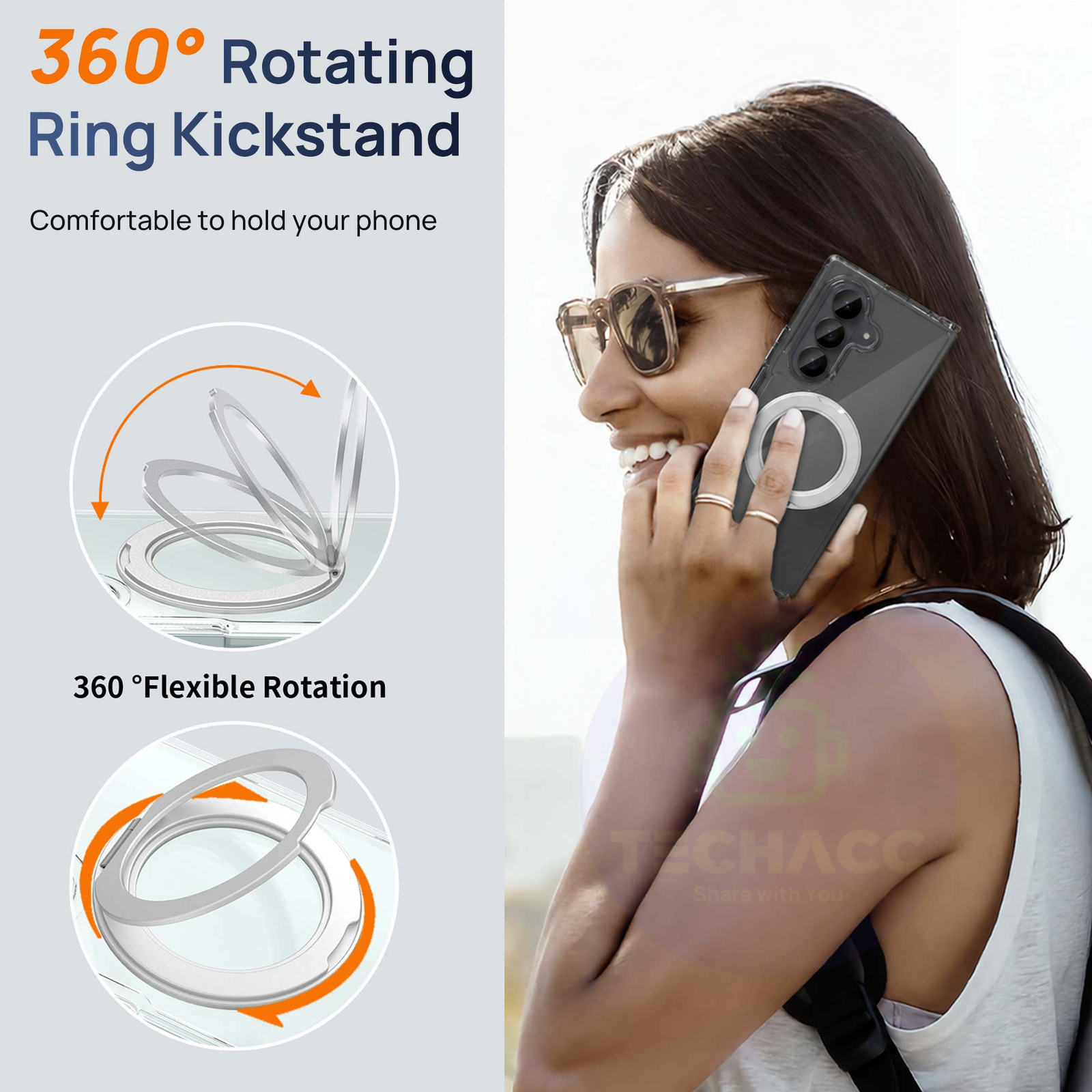 For Samsung Galaxy Z Fold 8 / Fold 8 Ultra Clear Magnetic Rotating Stand Case - image 5
