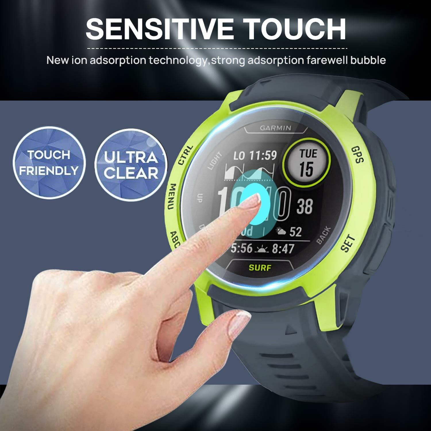 3 Pack Tempered Glass Screen Protector for Garmin Instinct - image 3