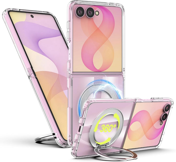 For Samsung Galaxy Z Flip 7 Clear Ring Kickstand Shockproof Case - image 1