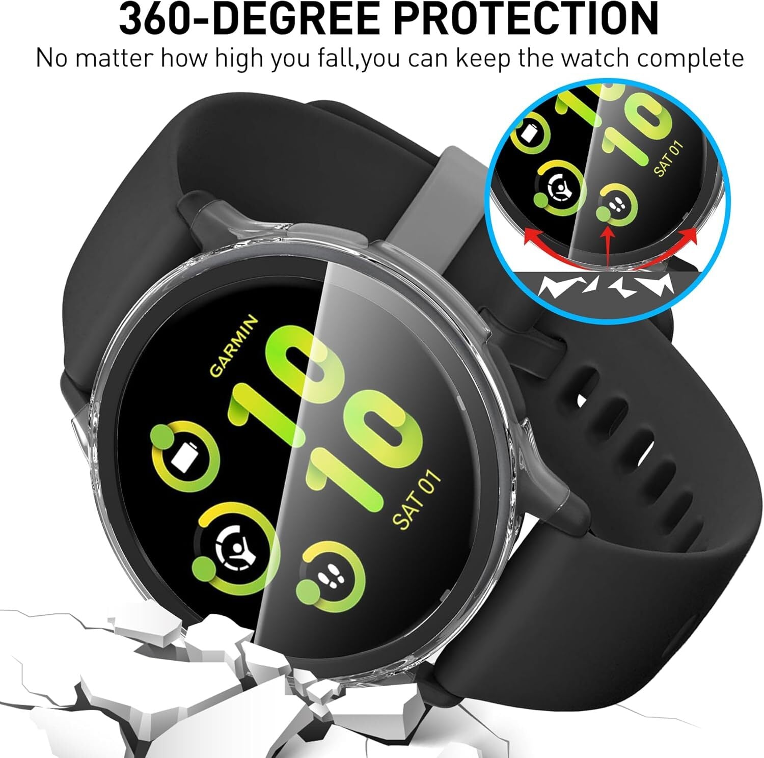 Full Glass Case Screen Protector for Garmin Venu and Vivoactive - image 4