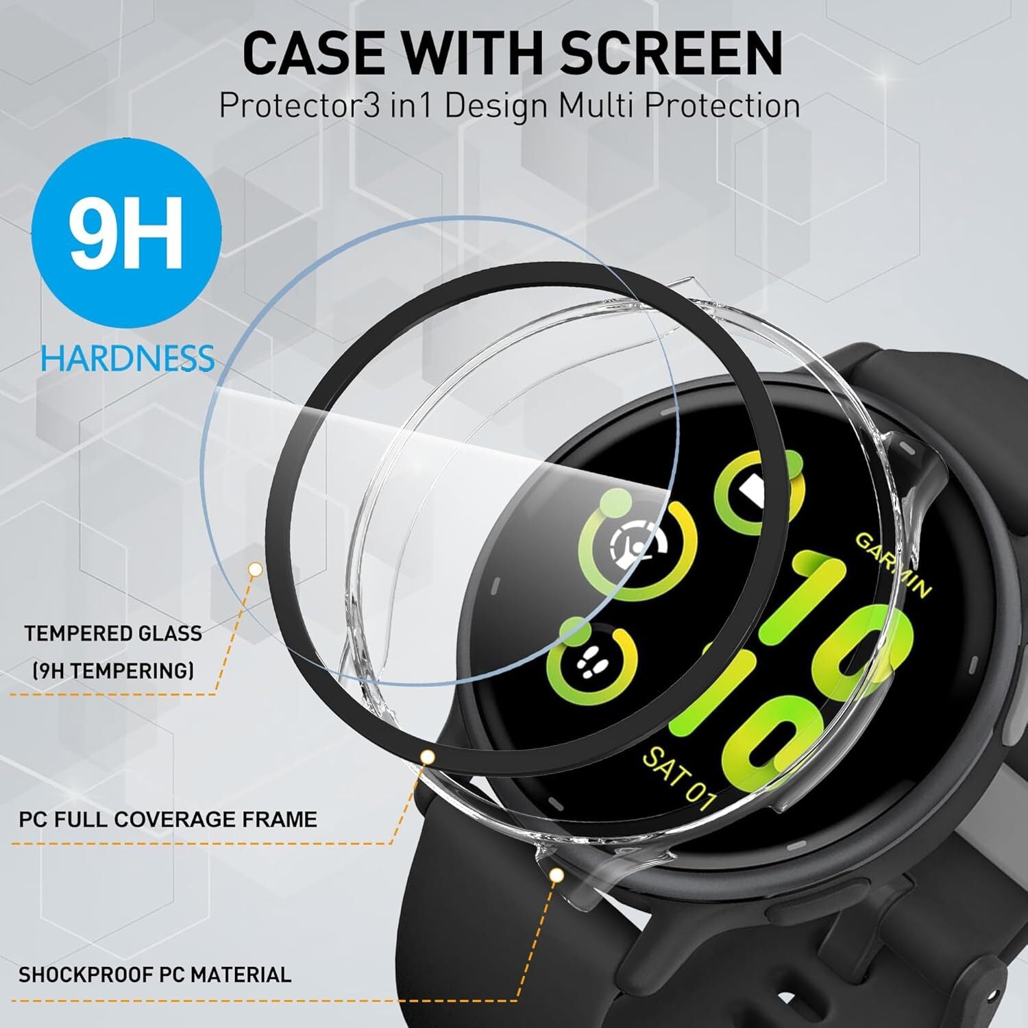 Full Glass Case Screen Protector for Garmin Venu and Vivoactive - image 5