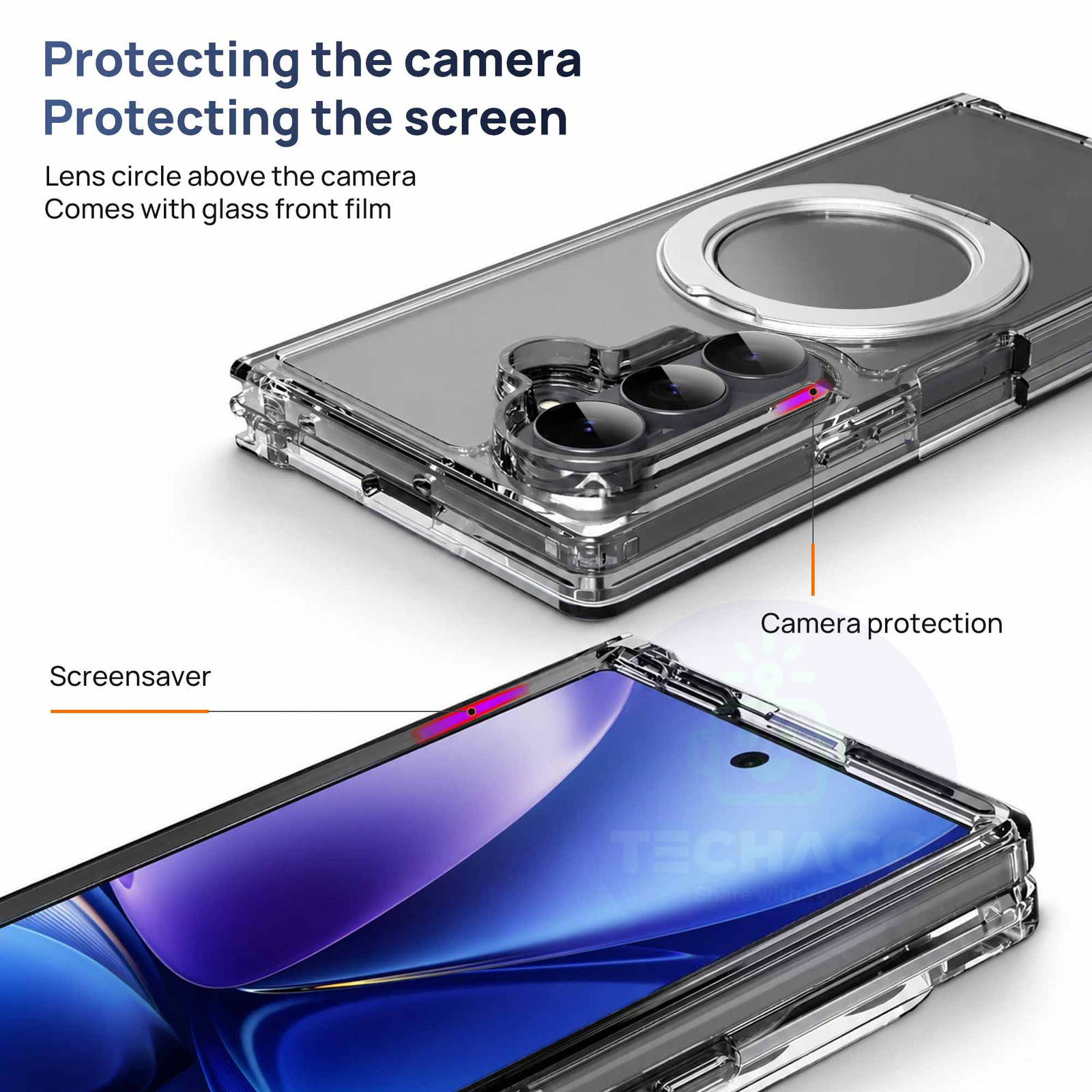 For Samsung Galaxy Z Fold 8 / Fold 8 Ultra Clear Magnetic Rotating Stand Case - image 9