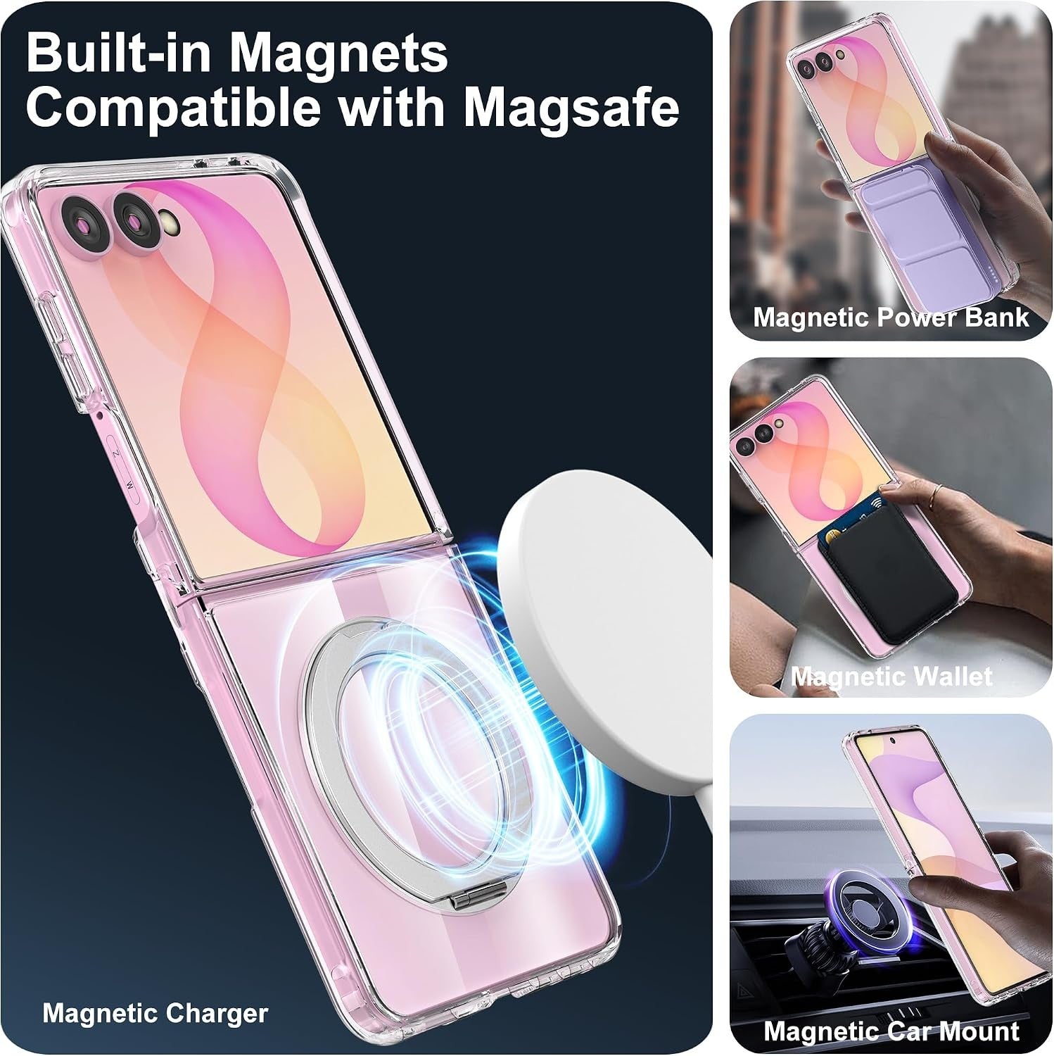 For Samsung Galaxy Z Flip 7 Clear Ring Kickstand Shockproof Case - image 4