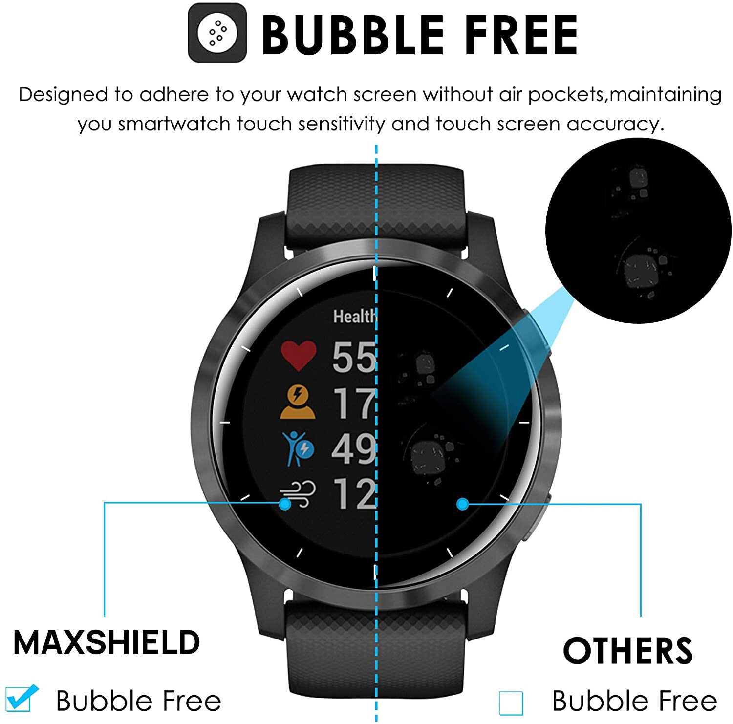 3 Pack Full-Cover Screen Protector for Garmin Venu and Vivoactive - image 4