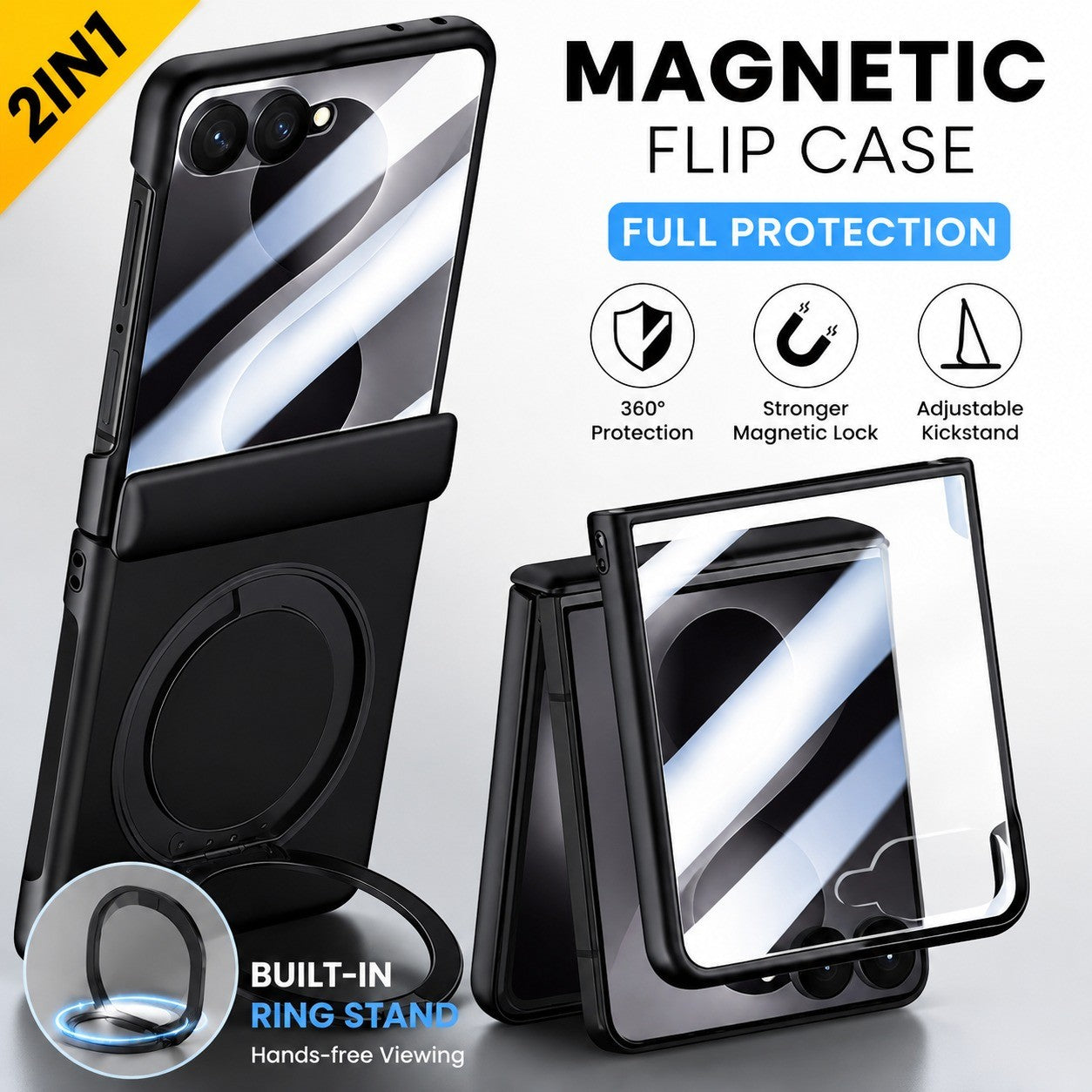 For Samsung Galaxy Z Flip 7 Magnetic Ring Stand Full Protection Case - image 1