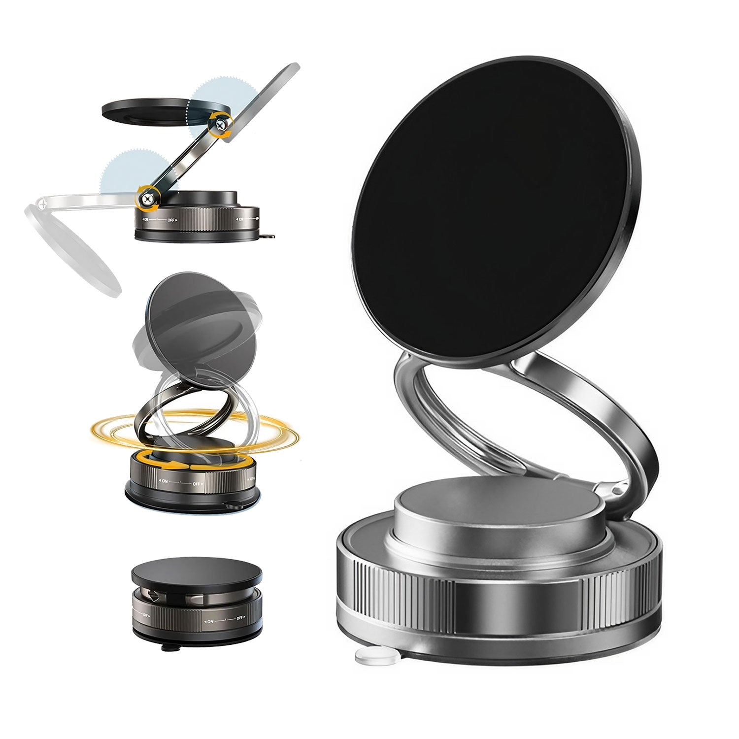 2025 NEW Vacuum Magnetic Suction Cup Phone Holder Car Mount Foldable 360° Stand