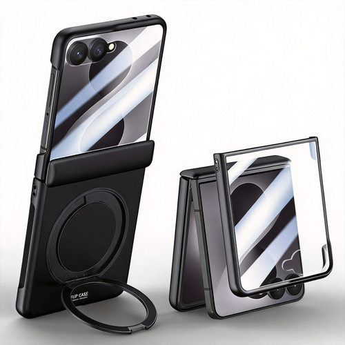 For Samsung Galaxy Z Flip 8 Clear Magnetic Ring Kickstand Shockproof Case