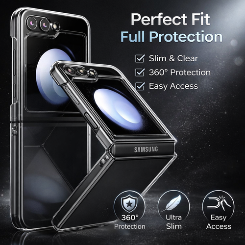 Clear 360° Protective Case & Screen Protector Set for Samsung Galaxy Z Flip 8 - image 3