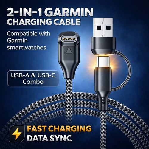 USB-A and USB-C Charger Cable for Garmin Watches - image 1