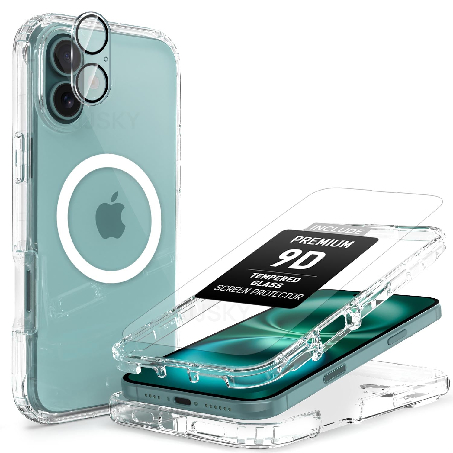 [Full Set]For iPhone 16 Pro Max Shockproof Clear 360 Full Body Case Cover