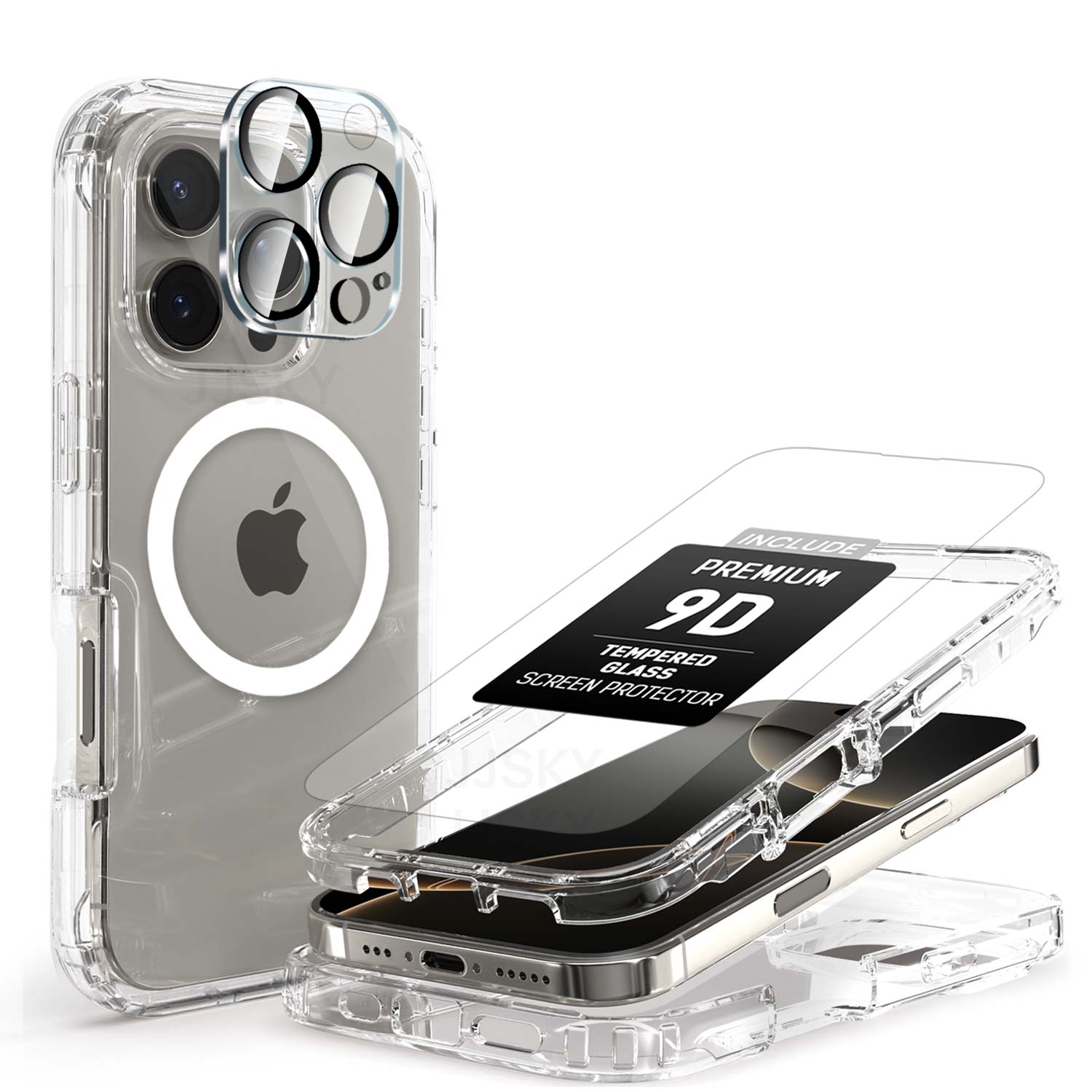 [Full Set]For iPhone 16 Pro Max Shockproof Clear 360 Full Body Case Cover
