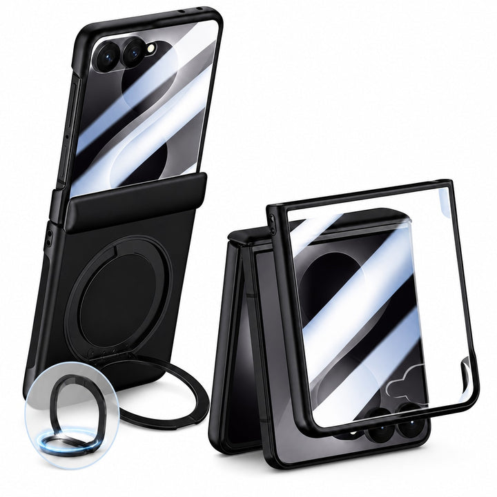 For Samsung Galaxy Z Flip 8 Clear Magnetic Ring Kickstand Shockproof Case