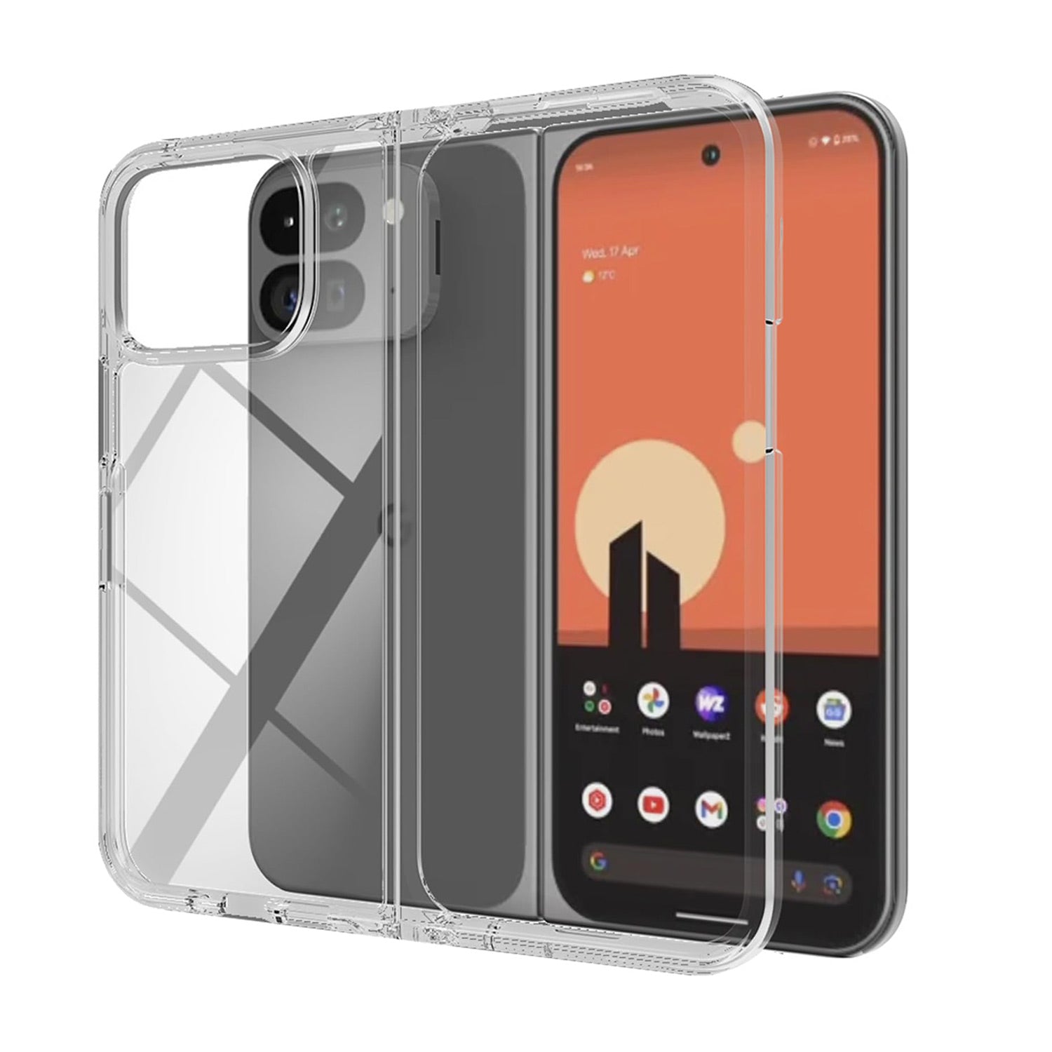 For Google Pixel 9 Pro Fold Clear Case Shockproof Cover + Screen Protector