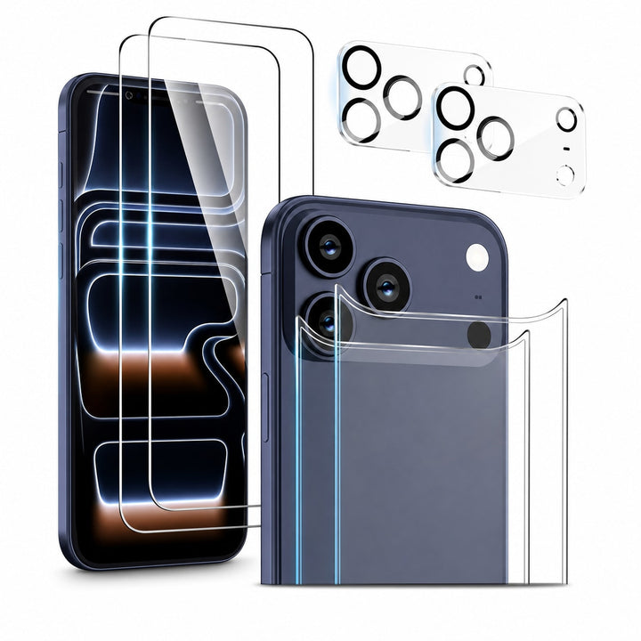 2-Pack For iPhone 17 / 17 Air / 17 Pro / 17 Pro Max Tempered Glass Back Screen Lens Camera Protector - main image