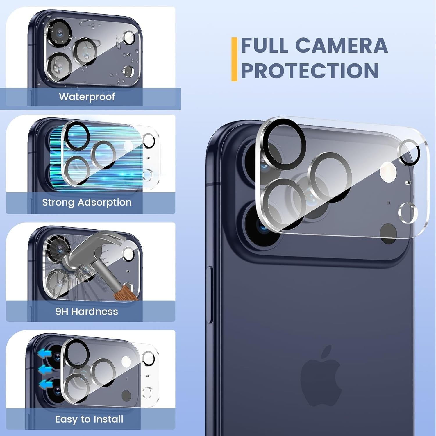 2-Pack For iPhone 17 / 17 Air / 17 Pro / 17 Pro Max Tempered Glass Back Screen Lens Camera Protector - image 7