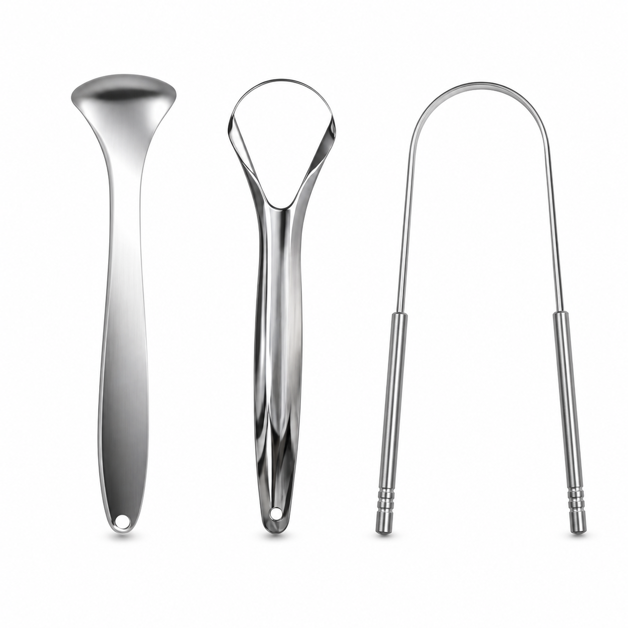 Tounge Cleaner Scraper Dental Care Oral Hygiene Mouth Kit Stainless Steel - white background main image