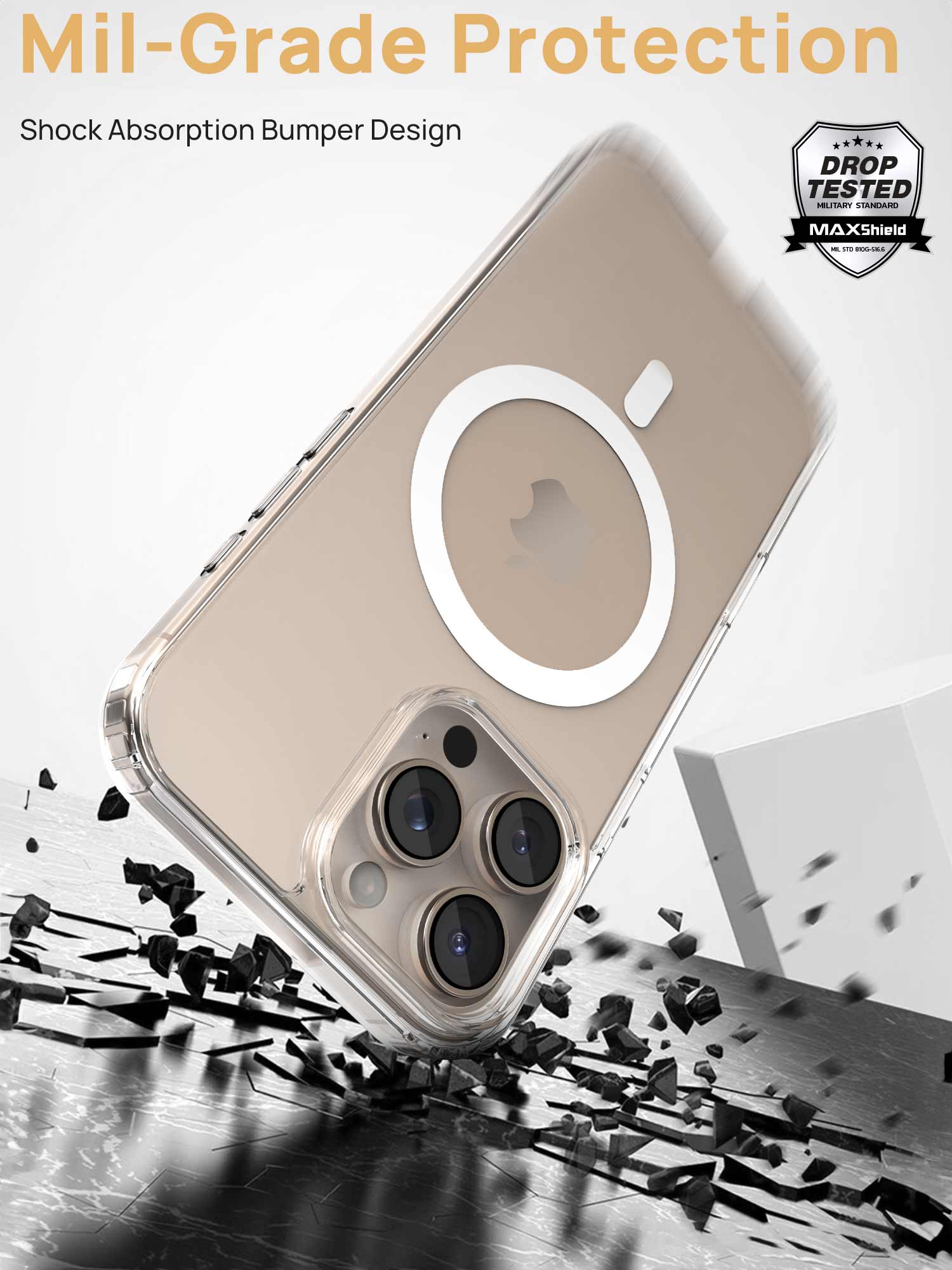 [Full Set] For iPhone 16 Pro Max  Case Clear Magsafe Shockproof Magnetic Cover